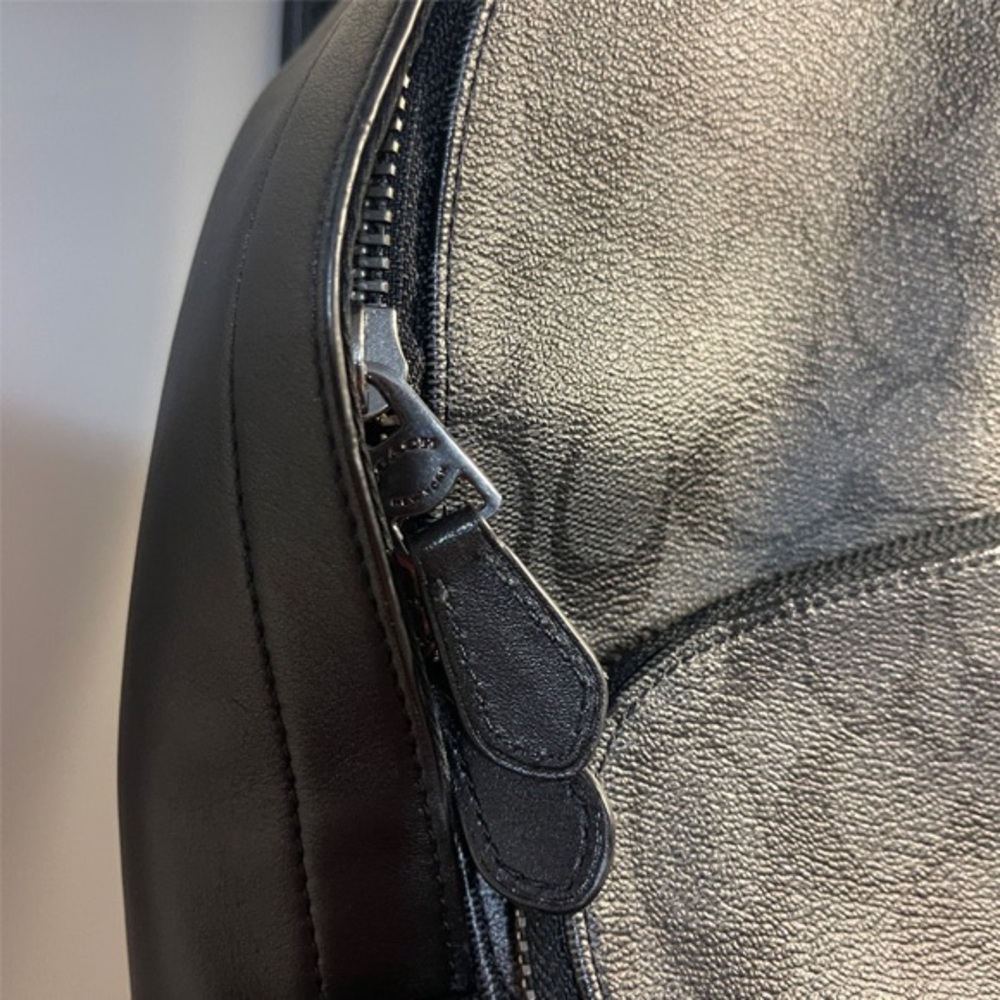 Coach ๐๐๐ Black Signature Canvas Backpack with Leather Trim NEW - Picture 10 of 16